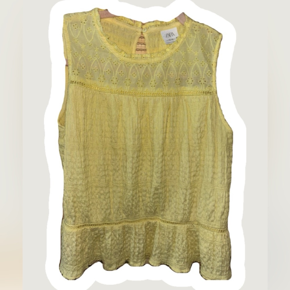 Zara Yellow Lace Detail Blouse